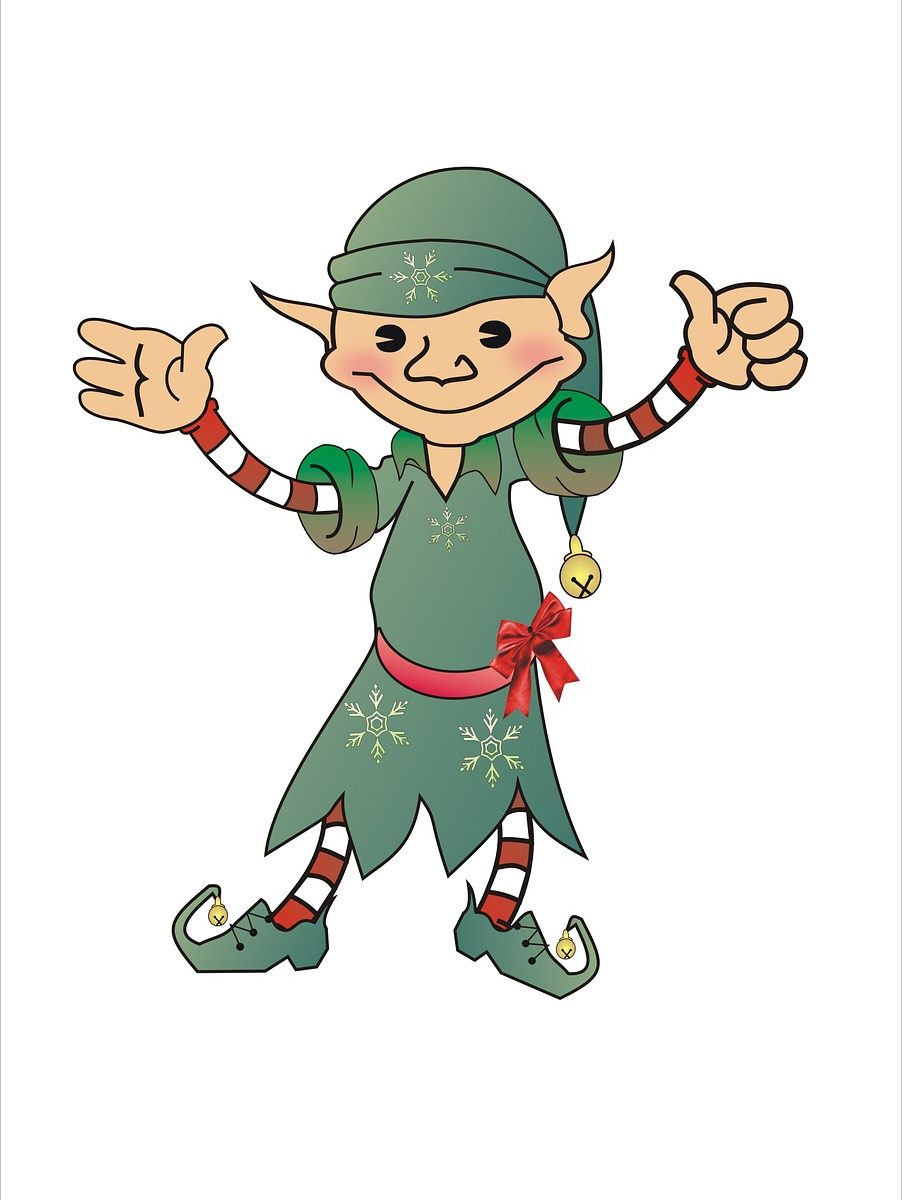 Cartoon elf giving thumbs up.