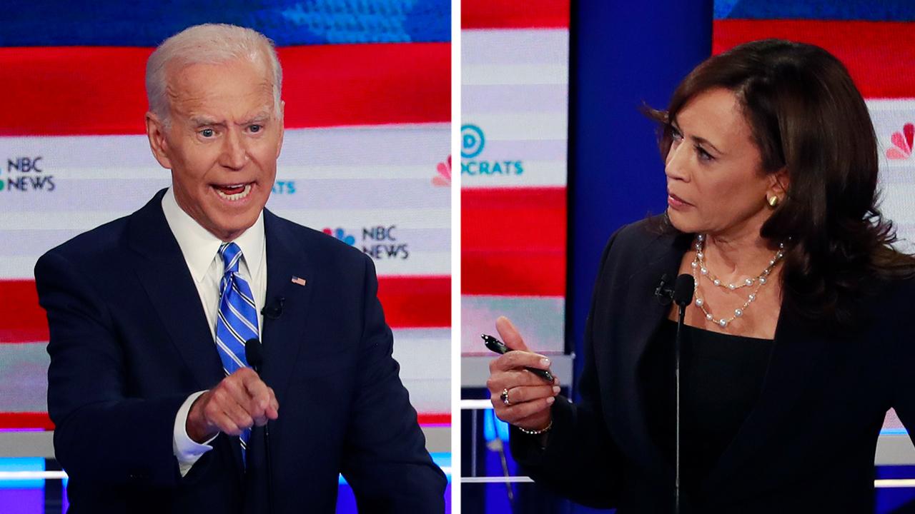Biden and Harris at 2020 primary campaign debates